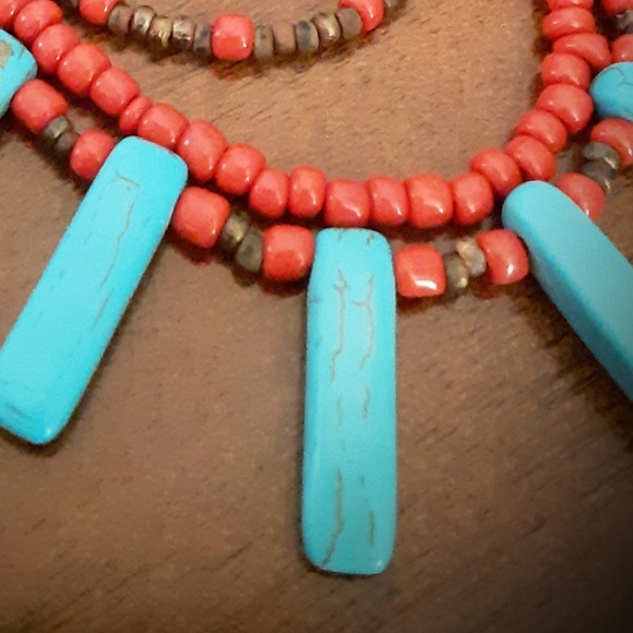 Southwest Bead Kumihimo Necklace Copper Turquoise - Picture 3 of 8